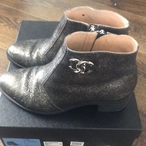 Chanel Logo Dark Gold Short Booties